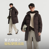  BOSIDENG/波司登 中长款 男士羽绒服  M 175/96A 体重约140-155斤 黑巧深咖7E90