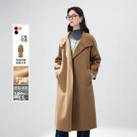 秋水伊人 冬棉立领单排扣大衣中长款新年红毛呢外套