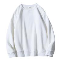 卫衣男秋冬款加绒保暖圆领宽松白色美式简约印花打底衫套头外套潮