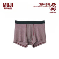 無印良品 MUJI 无印良品 無印良品 MUJI 男式 莱赛尔 前封口 平角内裤 裤头四角裤 深紫红色条纹 3A S