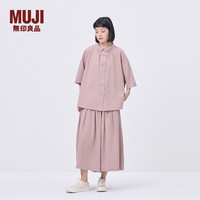 無印良品 MUJI IDEE 女式 平纹 短袖衬衫 女士衬衣25年夏季女装上衣GA41CC5S 烟熏粉色 L （165/88A）