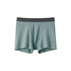 無印良品 MUJI 男式 棉天竺前封口平角内裤 XS 烟熏绿色