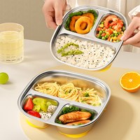 儿童餐盘316不锈钢宝宝分格吸盘式婴儿分餐盘家用专用食品级饭盘