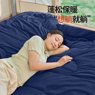 北极狼睡袋成人四季通用款户外露营办公室午休车用便携双人被子两用 藏青3.0KG（190+30）*75