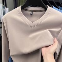 無印良品 MUJI 2025秋冬简约百搭V领德绒长袖t恤打底衫男士商务休闲保暖时尚上衣