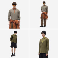 蕉内热皮502+++男士速干连帽长袖机能T恤秋冬运动上衣 昆布棕 L