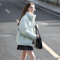 唐狮(TonLion)2025冬女立领左胸细节织带撞色一手长羽绒服 M