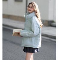 唐狮（TonLion）2025冬女立领左胸细节织带撞色一手长羽绒服