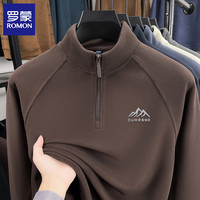 罗蒙 含绵羊毛男士卫衣秋冬新款立领半拉链打底休闲加厚保暖卫衣