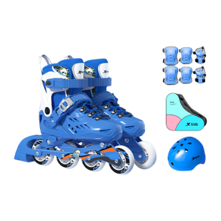 特步 轮滑鞋溜冰鞋女童男童轮滑鞋儿童旱冰鞋成人轮滑鞋初学者深海蓝M