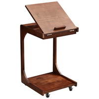 全友复古风全实木沙发边几可移动卧室床边桌阳台小茶KD 橡胶木|边几