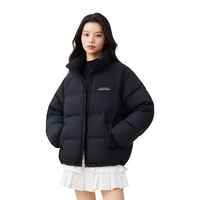 雪中飞2025冬羽绒服男女同款多彩百搭立领短款小O版型保暖绒感厚 黑色|8056 L /165/88A