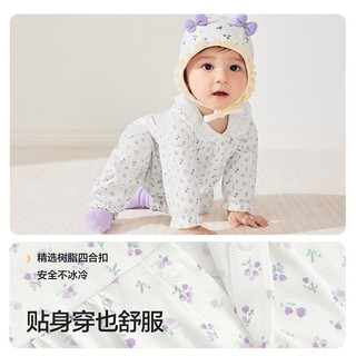 巴拉巴拉童装新生儿连体衣爬服哈衣2026春装包屁衣爬爬服纯棉衣服柔软 白蓝色调00318 59cm