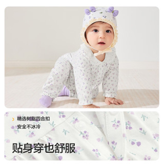 巴拉巴拉童装新生儿连体衣爬服哈衣2026春装包屁衣爬爬服纯棉衣服柔软 白蓝色调00318 59cm