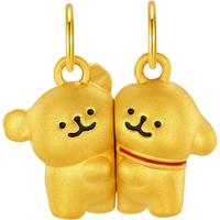 潮宏基线条小狗足金吊坠黄金硬金转运串珠磁吸好朋狗圣诞生日礼物