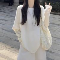 蝙蝠袖上衣2025慵懒蝙蝠白色不规则针织衫女套头毛衣上衣