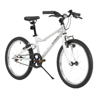 迪卡侬 混合路面自行车RIVERSIDE单速钢制车架青少年儿童带脚撑车铃 带脚撑(单速) 20寸 白色