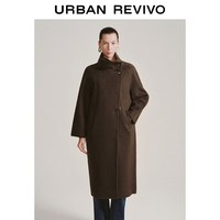 UR2025冬季女装高智感气质流光风立领大衣外套UWG150141 深红棕 XS