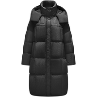 坦博尔【高充绒量】鹅绒羽绒服女23年长款保暖可脱卸帽外套TD236858 黑色 170/92A（135斤-145斤）