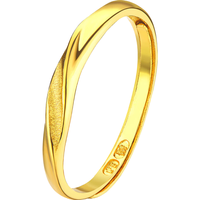 六福珠宝足金闪砂扭纹黄金戒指实心活口戒 计价 F96TBGR0006 约1.95克