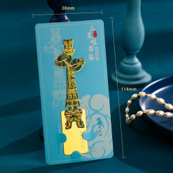 1 探秘三星堆金属书签中国风博物馆创意文创纪念品古风节日礼物礼盒 新款三星堆书签--青铜大立人（卡纸装
