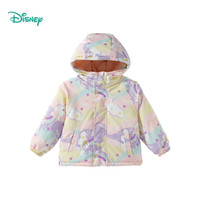 迪士尼 儿童棉服常规款冬季2025加厚保暖童装连帽外套洋气冬季棉衣潮 ZD4ES030彩虹 120