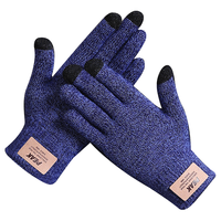 匹克匹克冬季保暖手套防寒针织毛线手套户外骑行电动车防滑可触屏藏青