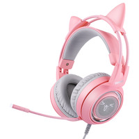 SOMiC 硕美科 G951 PINK 耳罩式头戴式降噪有线耳机 少女粉 USB口