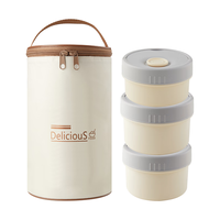 京东京造 饭盒 316L不锈钢 便当盒可微波【配保温袋筷勺】3个装 【升级316L不锈钢】便当盒3件套