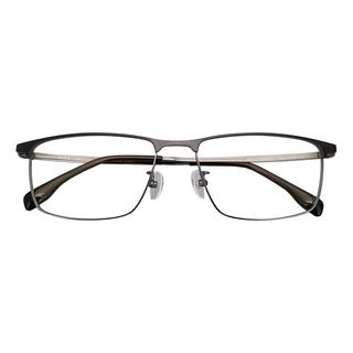HAN 汉&essilor 依视路 HN42127 黑银色纯钛眼镜框+1.60折射率 防蓝光镜片