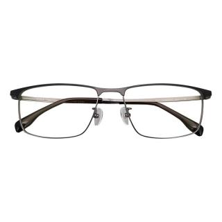 HAN 汉&essilor 依视路 HN42127 黑银色纯钛眼镜框+1.60折射率 防蓝光镜片