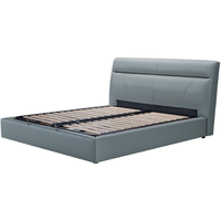  顾家家居 KUKA  DK.B168 北欧真皮床 花青蓝 150*200cm 储物款