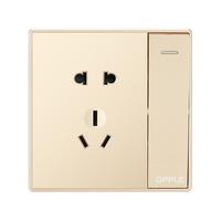 OPPLE 欧普照明 K05系列 一开双五孔插座 金色