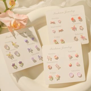 XIYOOMI 春季新款小清新可爱耳钉套装 少女心银针