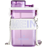 杯具熊（BEDDYBEAR） 儿童水杯夏季吸管杯水杯塑料杯幼儿园卡通杯携随行杯6个月以上 方形吸管杯-紫罗兰【咬合】 400ml 方形吸管杯-紫罗兰- 400ml