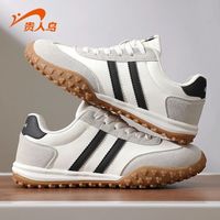 贵人鸟男鞋德训鞋2025秋季新款复古百搭运动鞋防滑耐磨薄底情侣休闲鞋 白/黑-男款