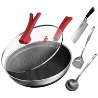 KÖBACH 康巴赫 炒锅(32cm、不粘、316L不锈钢、经典红、带蒸笼)
