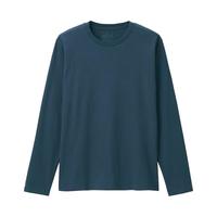 MUJI 無印良品 男士圆领长袖T恤 ABC01A1A 深藏青色 S