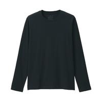 MUJI 無印良品 男士圆领长袖T恤 ABC01A1A 黑色 S