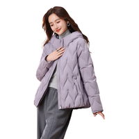 雪中飞2025冬女士保暖时尚百搭短款连帽休闲羽绒服轻薄设计感 紫色|6073 M /160/84A