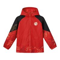 鸿星尔克童装新年红色外套儿童运动服加绒风衣秋冬款男童防风上衣