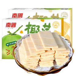 南国 椰香薄饼80gX2盒 海南特产饼干零食小吃早餐休闲薄脆代餐 椰香薄饼甜味80gX2盒