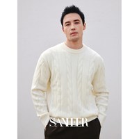 【老钱挚爱】复古扭花粗针纹理 美利奴羊毛冬季圆领羊毛衫 DAZ788