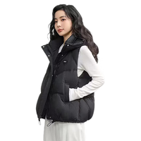 鸭鸭羽绒服鸭鸭（YAYA）羽绒马甲女短款2024冬季连帽宽松舒适保暖外套马夹XJ 白色 155/80A(S)