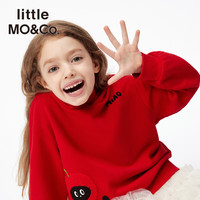 little MO&Co.little moco童装26春男女童猫咪印花连帽卫衣长袖猫耳新年红 大红色 120 120/60