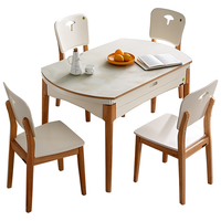 QuanU 全友 DW1028-3C+DW1027 实木功能餐桌+餐椅*4 原木色 1.05m