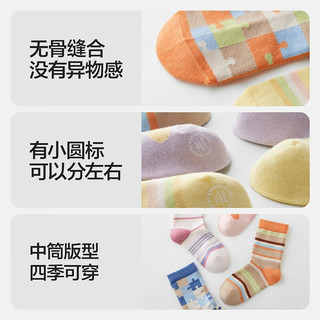 蕉内501C儿童袜子男女童中长筒童趣图案好穿搭抗菌透气宝宝棉袜3双装 浅粉条纹+米黄条纹+茶粉条纹 3-5岁 （20-24）
