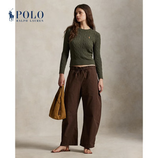 Polo Ralph Lauren 拉夫劳伦 女装 26年早春修身版绞花结棉圆领针织衫 310-橄榄绿 S