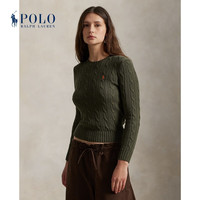 Polo Ralph Lauren 拉夫劳伦 女装 26年早春修身版绞花结棉圆领针织衫 310-橄榄绿 S