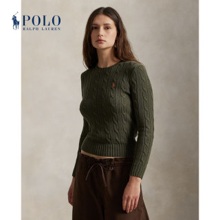 Polo Ralph Lauren 拉夫劳伦 女装 26年早春修身版绞花结棉圆领针织衫 310-橄榄绿 S